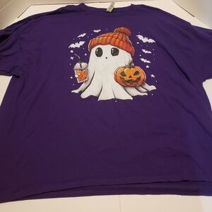 Purple Halloween tee shirt with a ghost on the front size 3XL